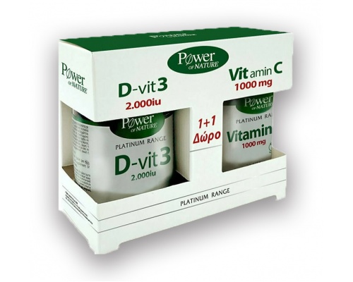 Power Health Promo Classics Platinum Range Vitamin D - Vit3 2000iu 60 Ταμπλέτες - Vitamin C 1000mg 20 Ταμπλέτες
